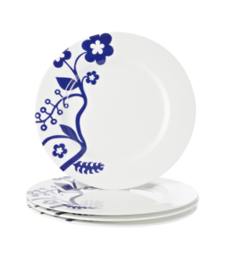 EVA-lautaset, 4/pakk. 30,5 cm Valkoinen/sininen