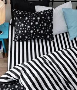 Ekologinen ALEX-kuminauhalakana 90x200 cm Musta/valkoinen