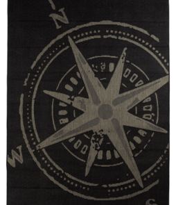 KOMPASS-bukleematto, 133x190 cm Harmaa/musta