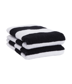 STRIPE-kylpypyyhkeet, 2/pakk. Musta/valkoinen