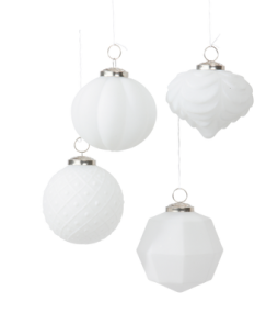 TINDRA-joulukuusenkoristeet, 4 kpl Valkoinen