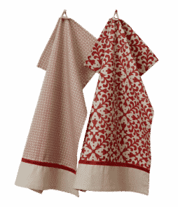 SEASON GREETINGS -keittiöpyyhkeet, 2 kpl Punainen/myyränruskea