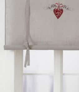 JULROSETT-laskosverho Harmaa/punainen