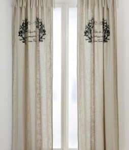 GUSTAVIA-solmimisnauhaverhot, 2/pakk. Beige/musta