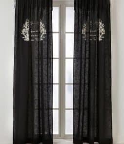 GUSTAVIA-solmimisnauhaverhot, 2/pakk. Musta/beige