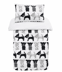 Ekologinen pinnasängyn FIAT-pussilakanasetti, 2 osaa Musta/harmaa