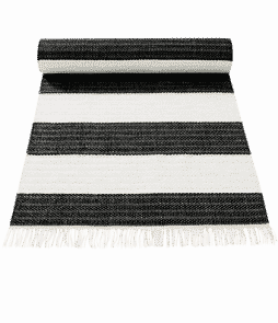 RÄNDER-muovimatto, 70x250 cm Musta/valkoinen